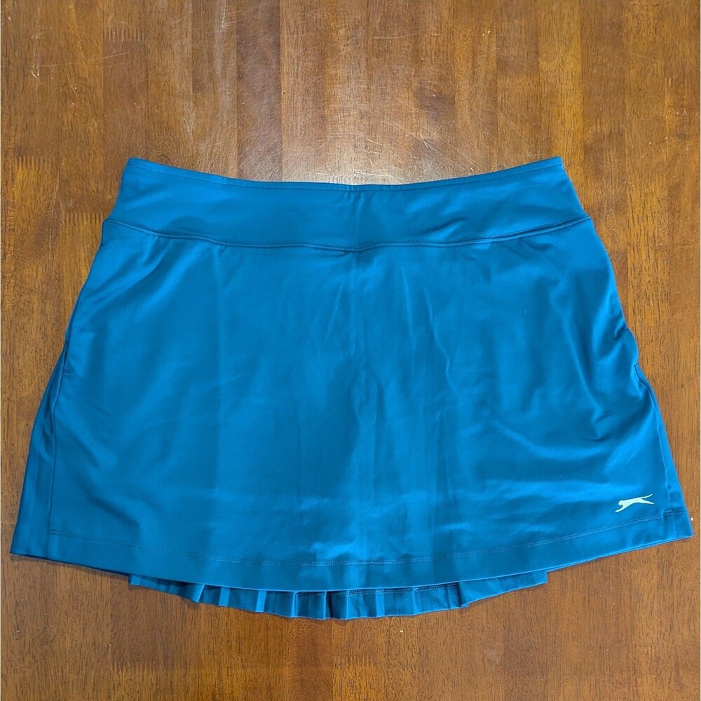 Slazenger Womens Pleated Active Athletic Skort Teal Blue Tennis Golf Beach Large